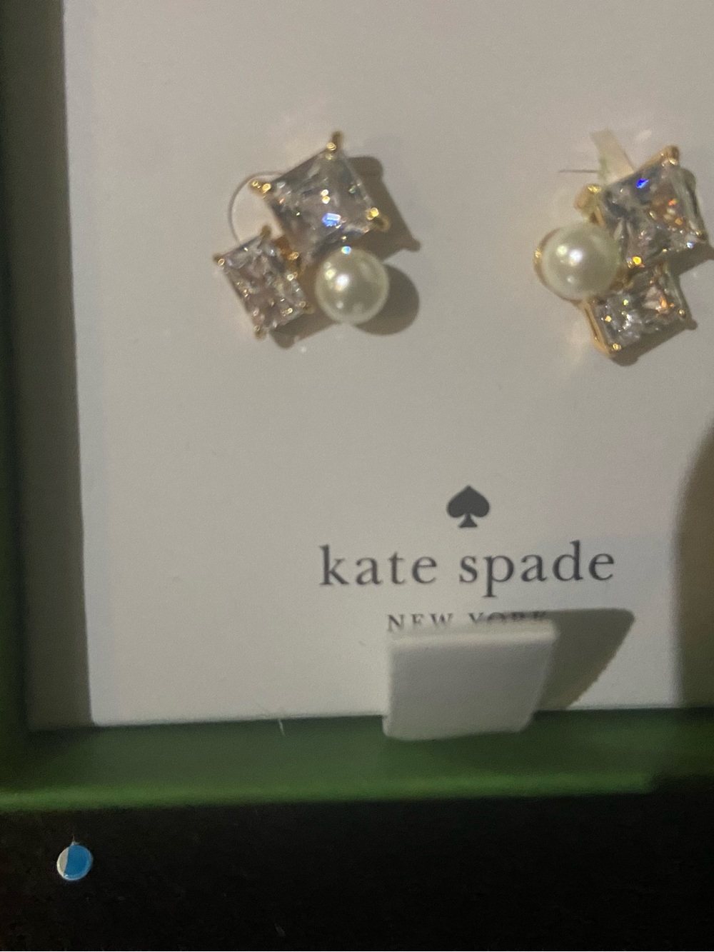 kate spade Gold Pearl and Crystal Cluster Stud Earrings - White & Clear